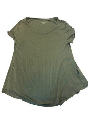 Merona Womens Top M Olive Green Short-Sleeve Swing Rayon/Spandex Blend Solid
